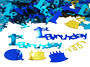 1st Birthday Confetti, Blue Metallic